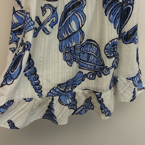 Lilly Pulitzer White and Blue Seashell Off Shoulder Dress - Picture 12 of 13